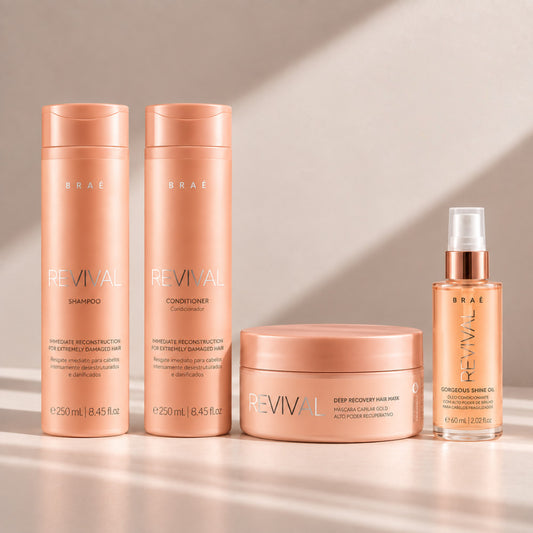 Kit Revival Reconstrucción Total | Shampoo + Acondicionador + Máscara + Oil